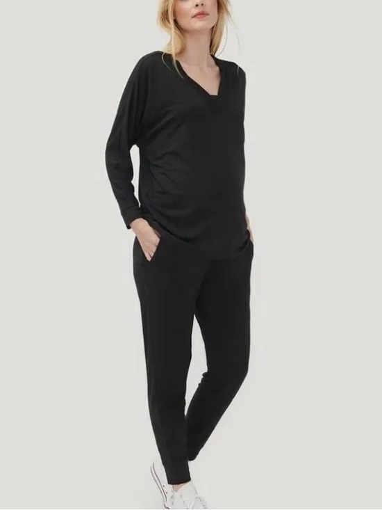 Hatch Tops - Hatch The Visitor Top Tencel Stretchy Long Sleeve Black Large
